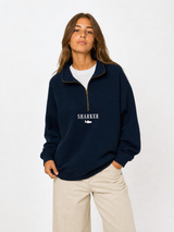 Sudadera Half zip BASIC AZUL MARINO
