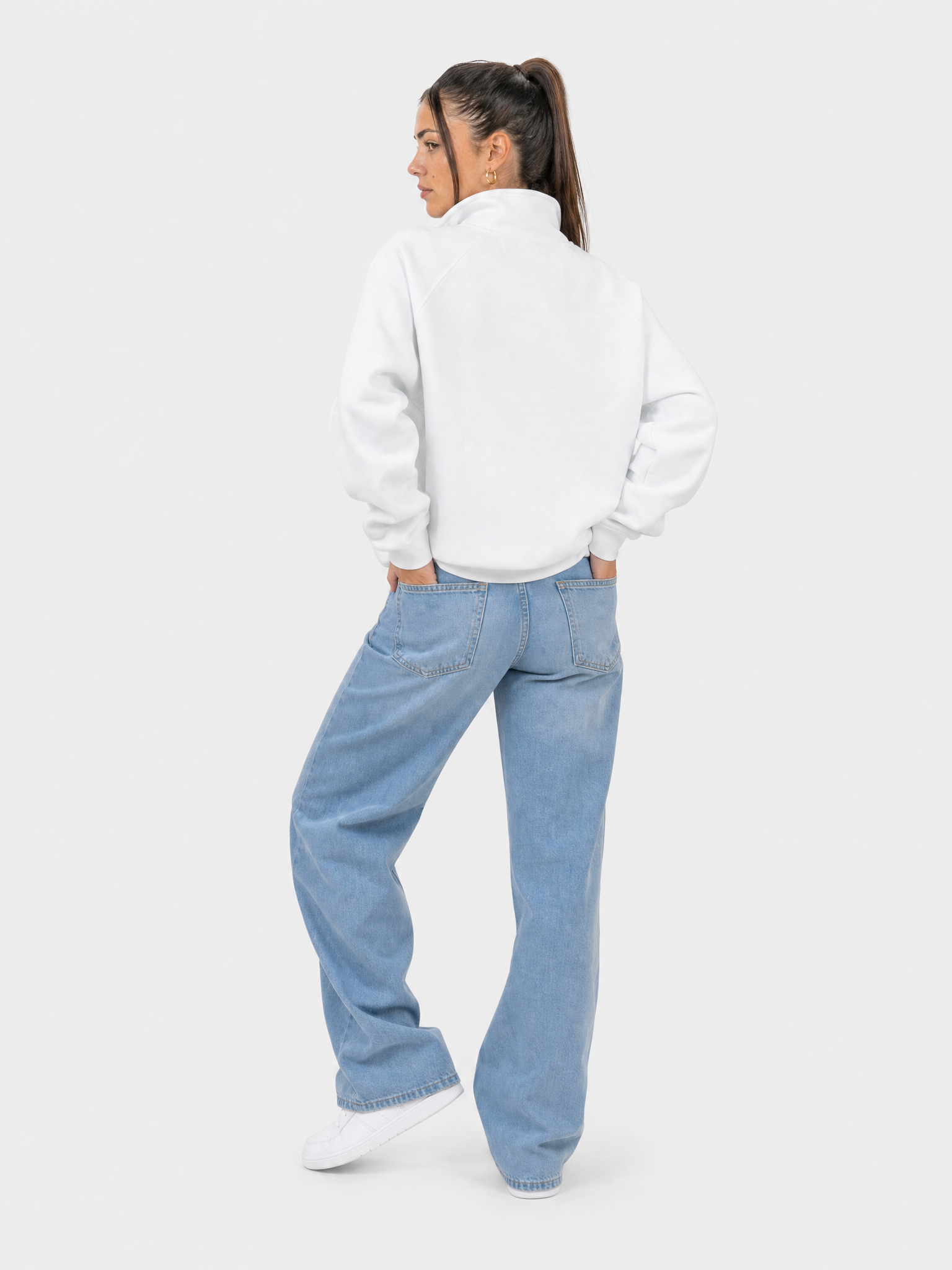 Sudadera Half zip BASIC Blanco