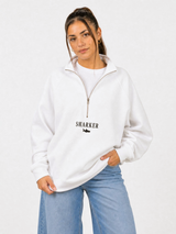 Sudadera Half zip BASIC Blanco