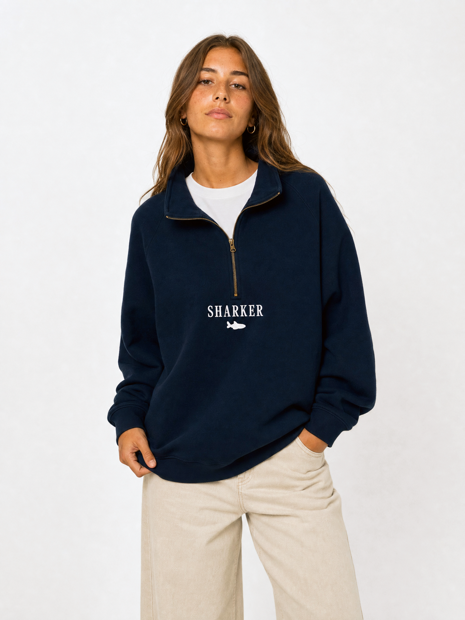 Sudadera Half zip BASIC AZUL MARINO