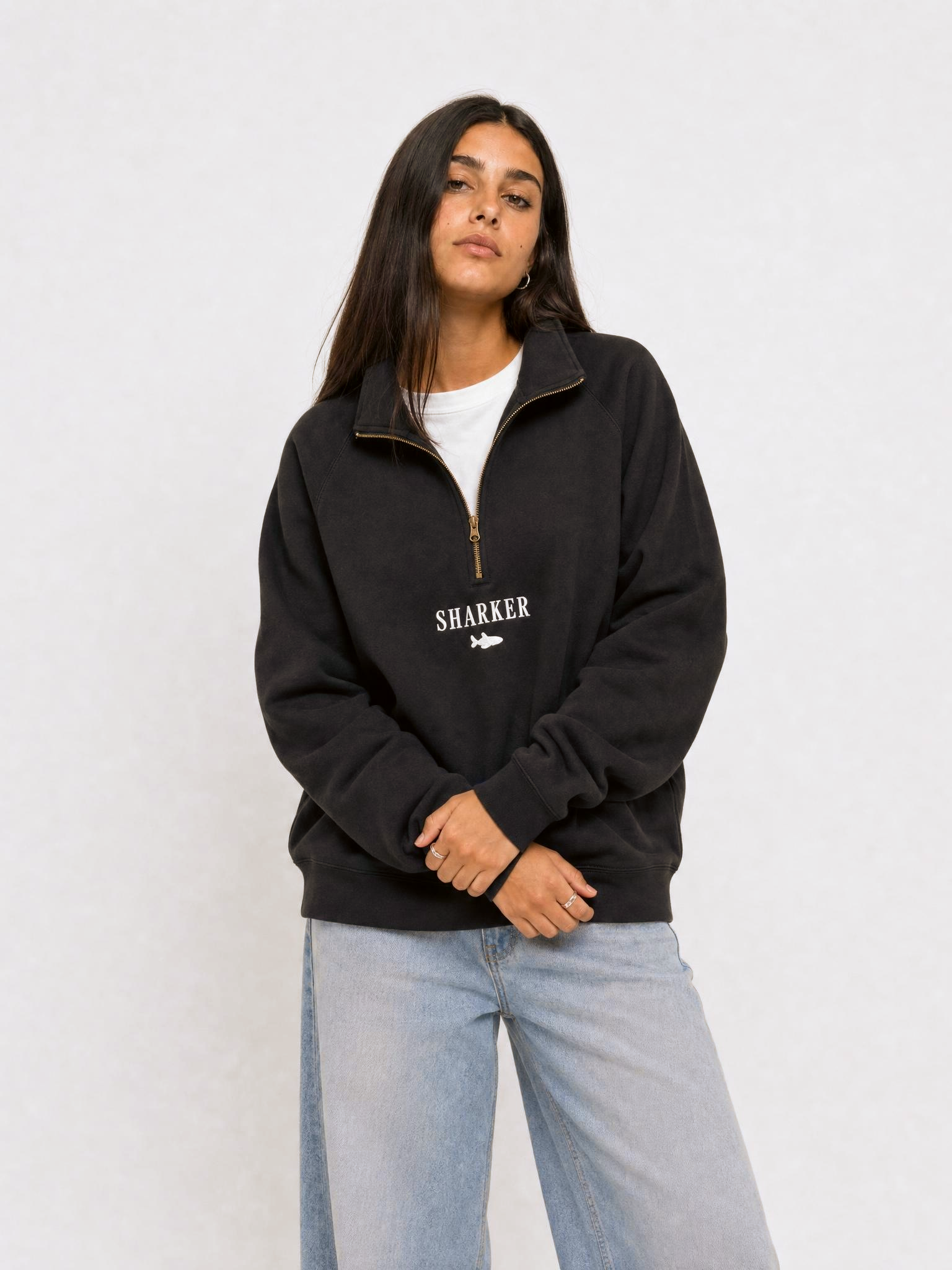 Sudadera Half zip BASIC NEGRO