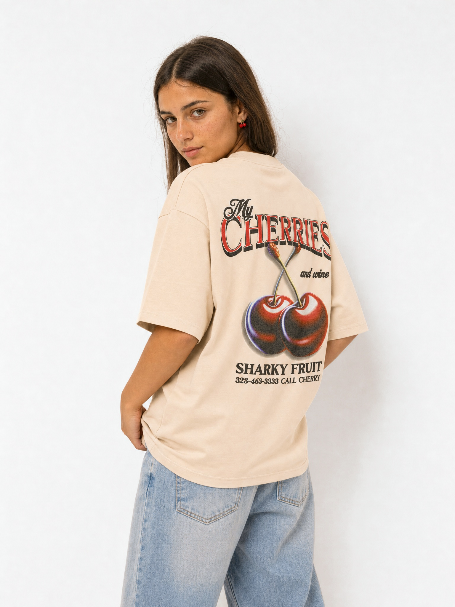 Camiseta Cherries beige