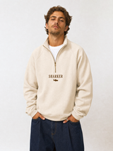 Sudadera Half zip BASIC BEIGE