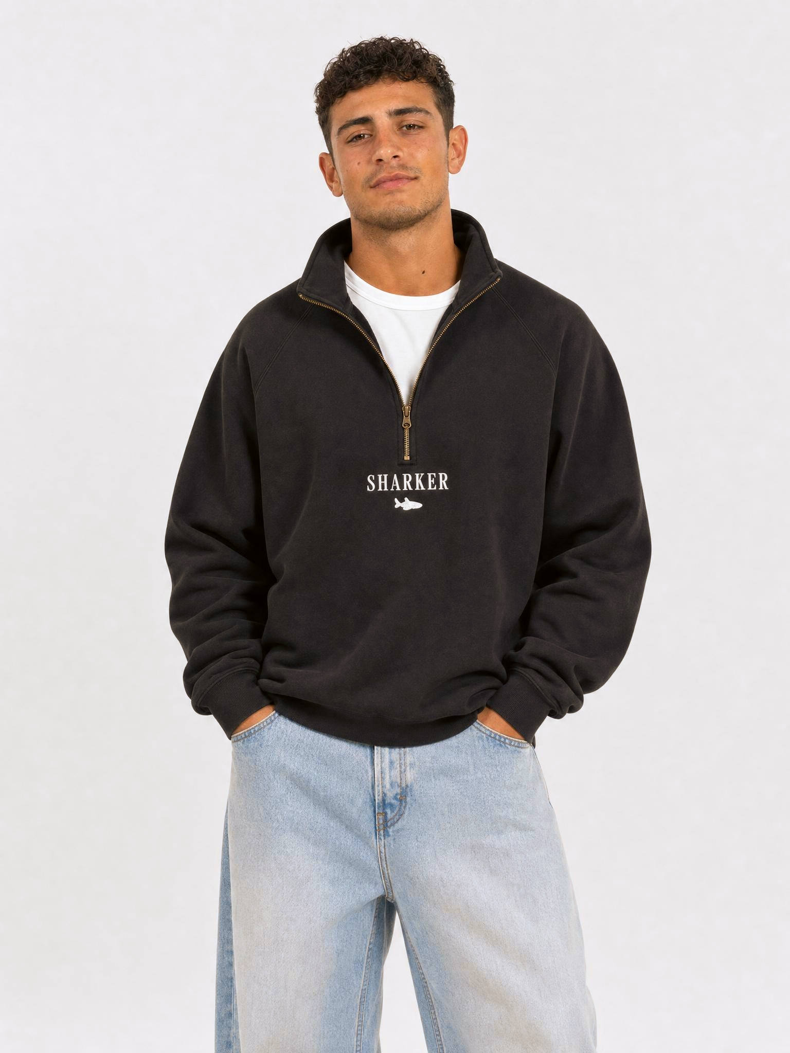Sudadera Half zip BASIC NEGRO