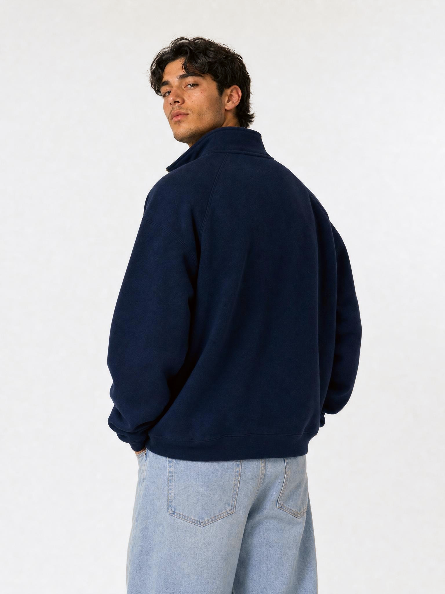 Sudadera Half zip BASIC AZUL MARINO