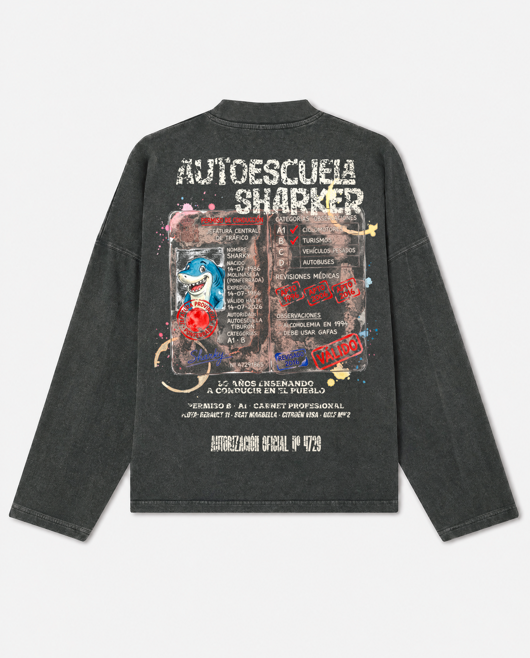 Camiseta manga larga autoescuela SHARKY