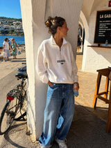 Sudadera Half zip BASIC Blanco