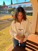 Sudadera Half zip BASIC BEIGE